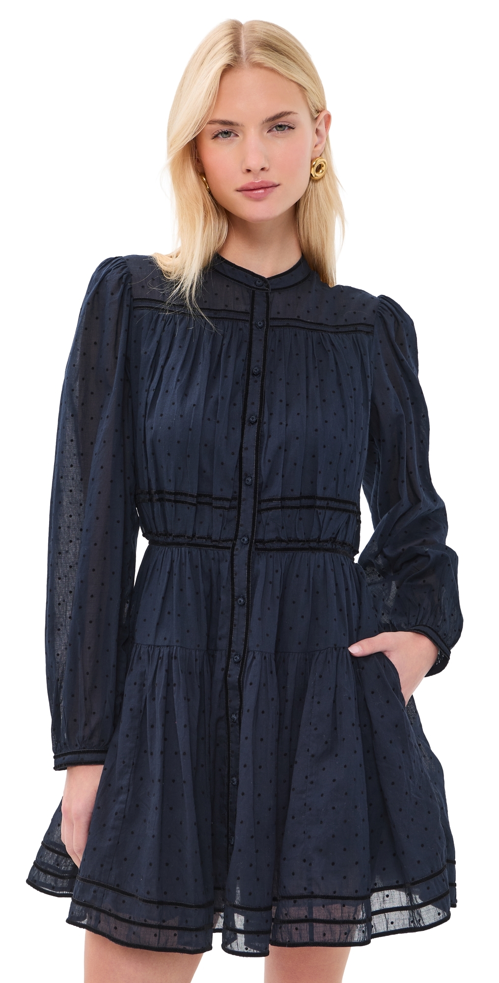 Lumi Long Sleeve Cotton Mini Dress Nightfall