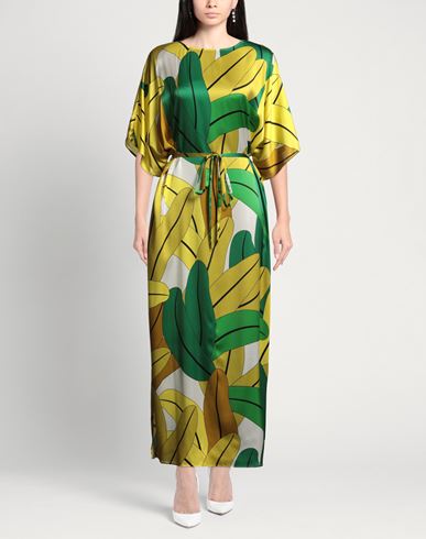 Woman Maxi dress Yellow Size 4 Silk, Elastane