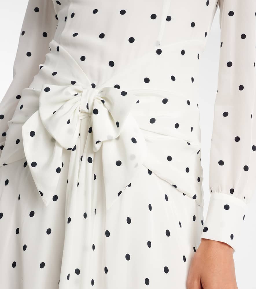 Polka-dot silk midi dress