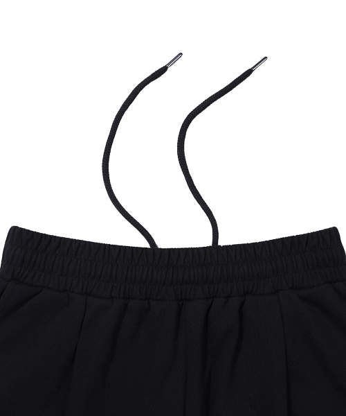 One-Tuck Crystal Roll-Up Sweatpants Black