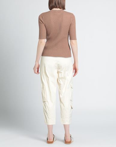 Woman Pants Off white Size L Cotton, Elastane