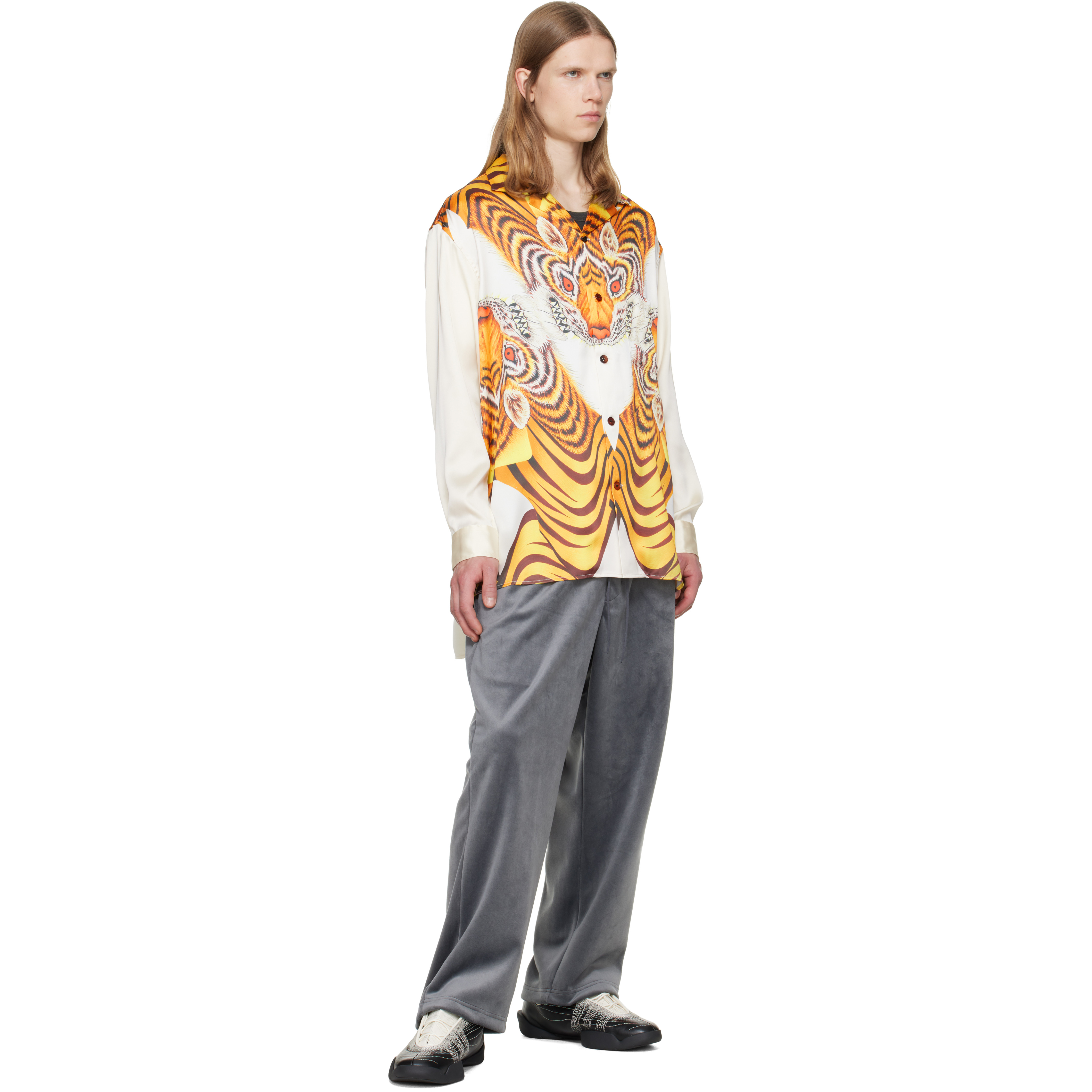 Yellow Satin Graphic Shirt