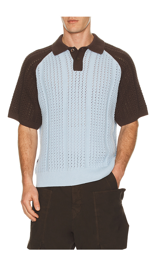 Obey Abel Knitted Polo in Blue,Brown. L. Also in M, S, XL/1X