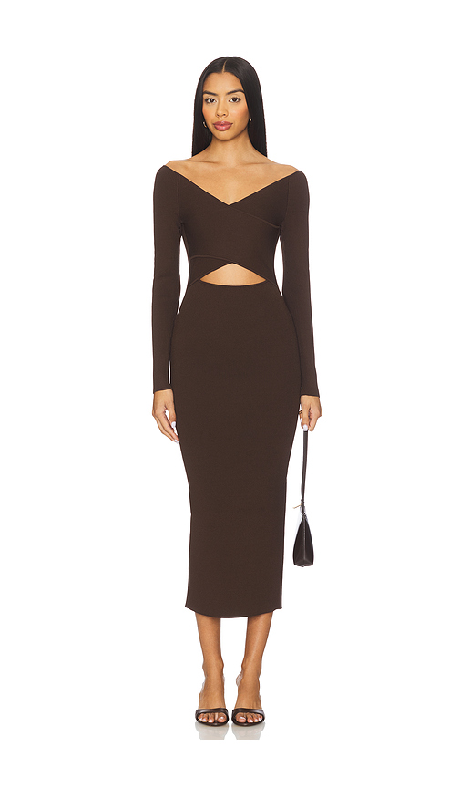 Lapointe Matte Viscose Cross Front Dress in Brown. XS. Also in