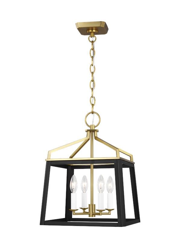 Carlow 4-Light Chandelier in Midnight Black And Burnished Brass by Chapman & Myer