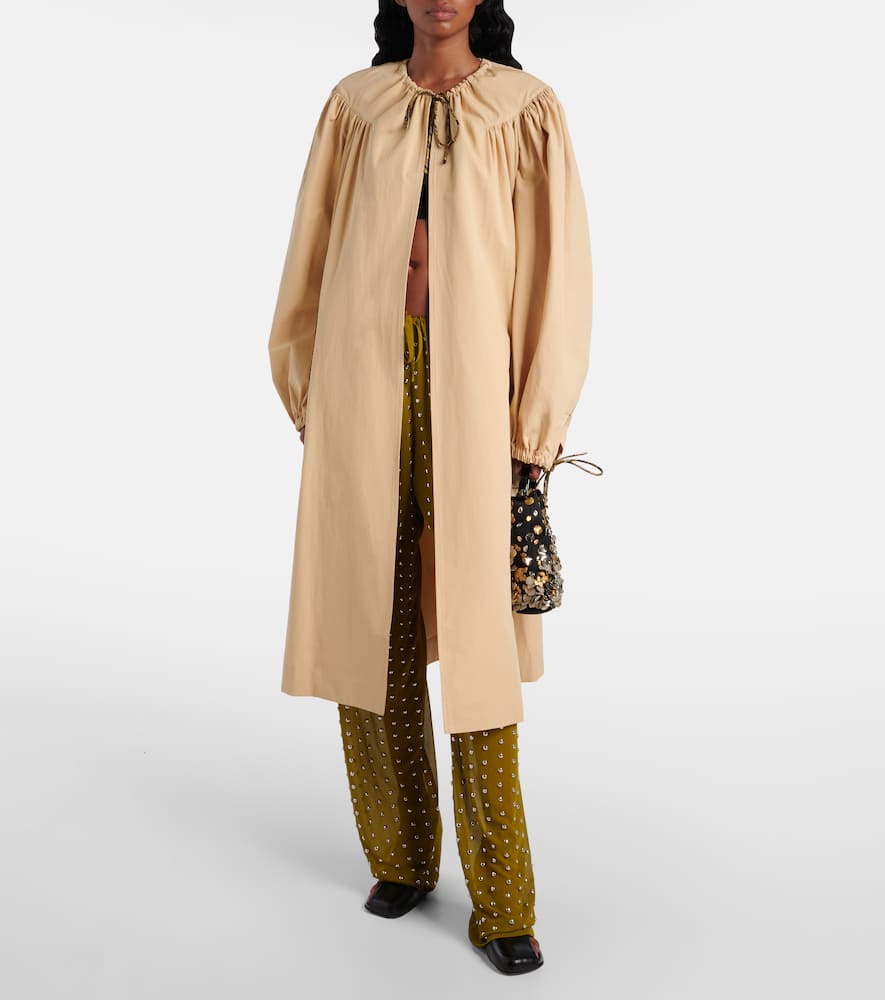 Gathered cotton poplin coat