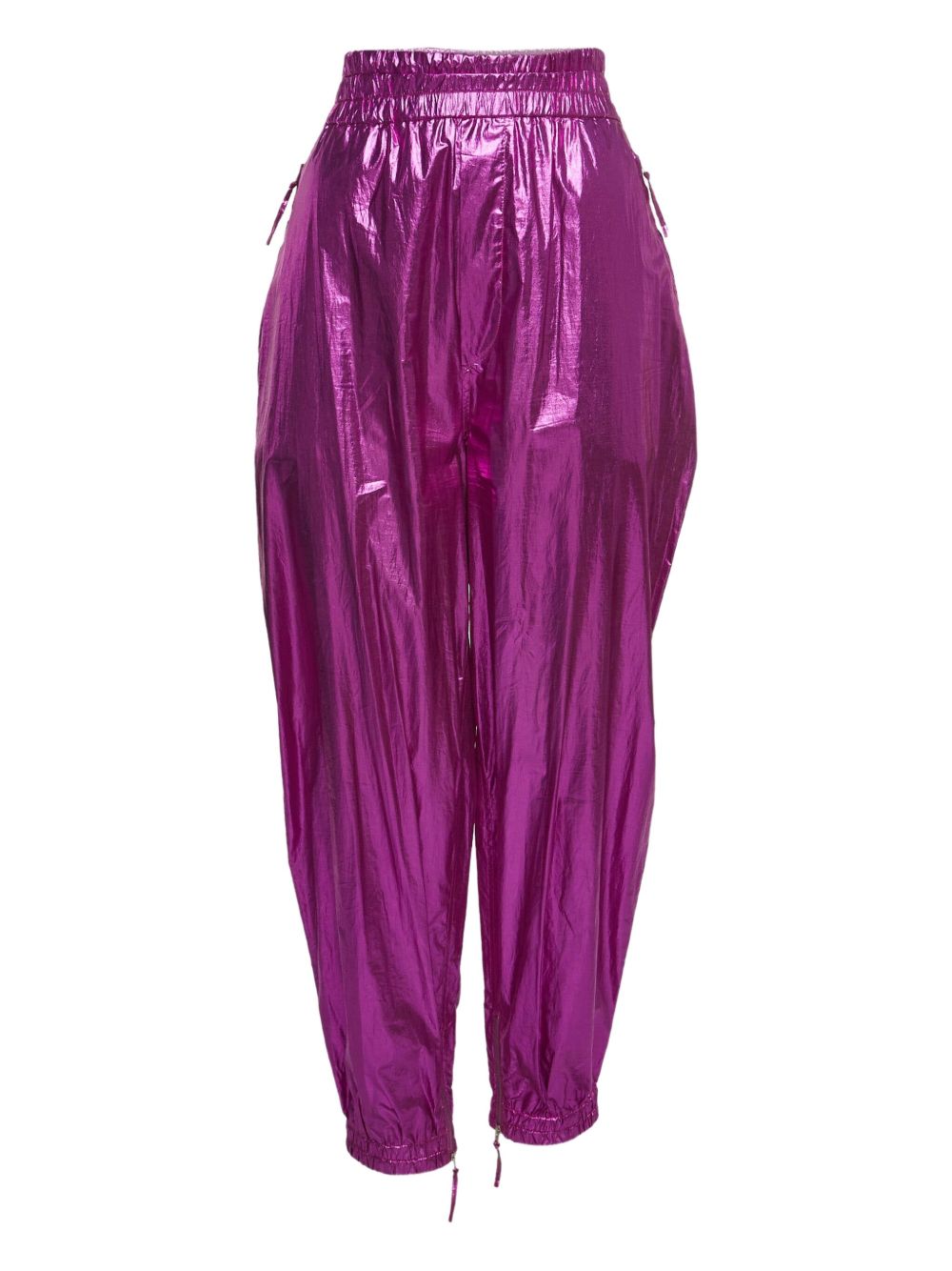 Pre-owned metallic-finish trousers - Pink