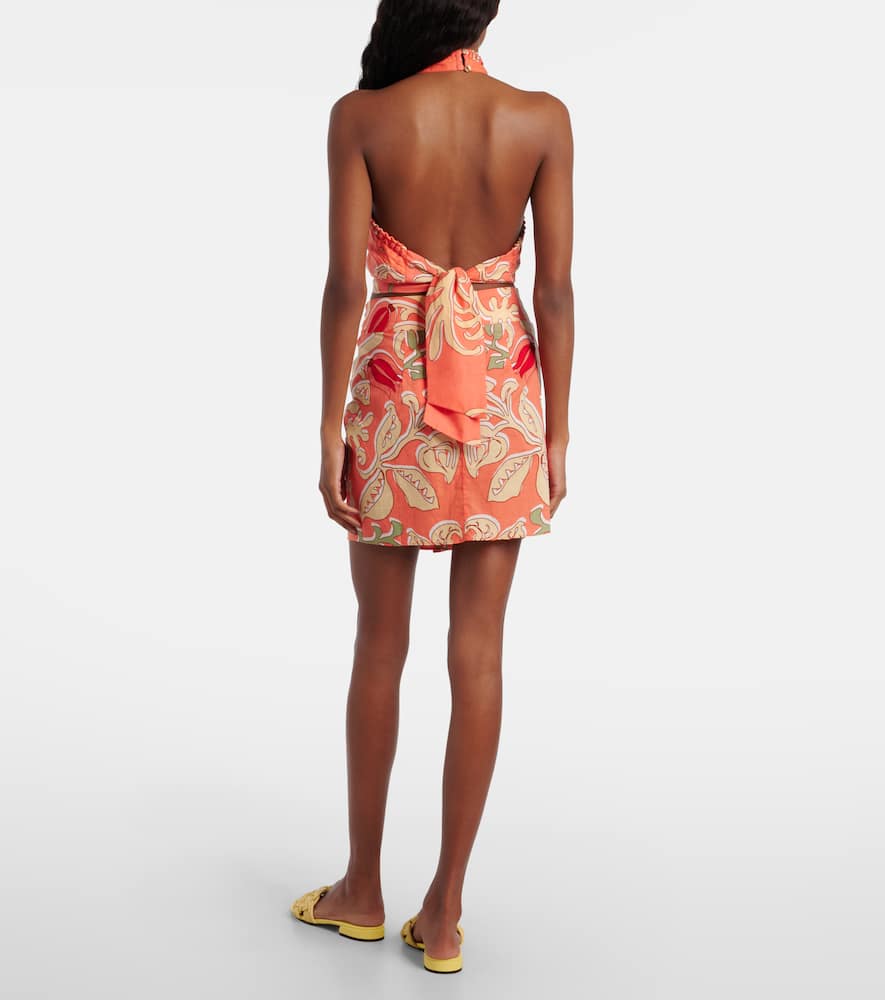 Tilda gathered printed cotton miniskirt
