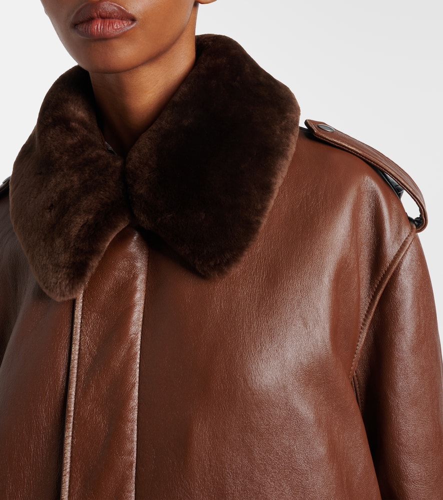 Shearling-trimmed leather jacket