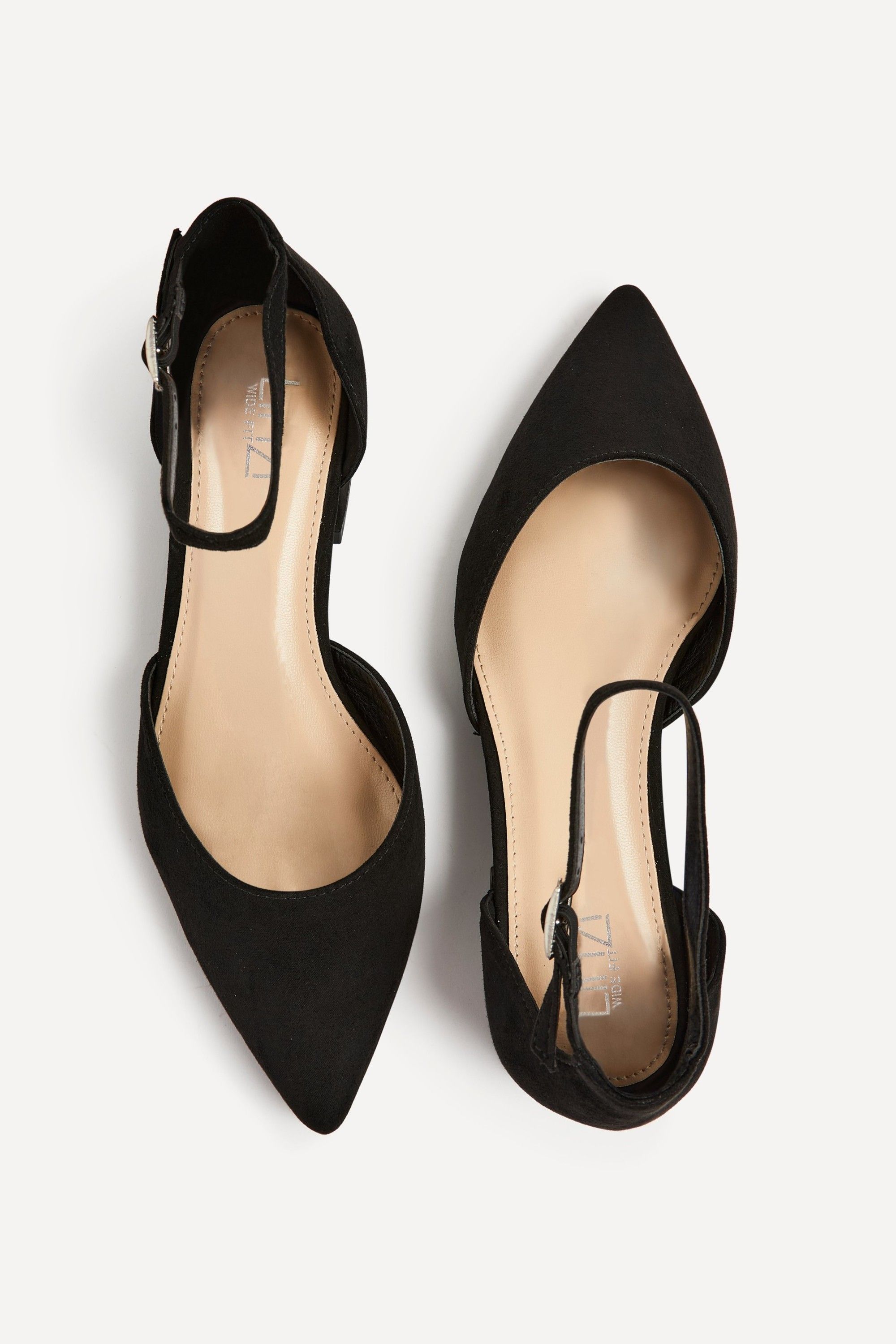 Linzi Dolly Wide Fit Black Faux Suede Low Court Hee