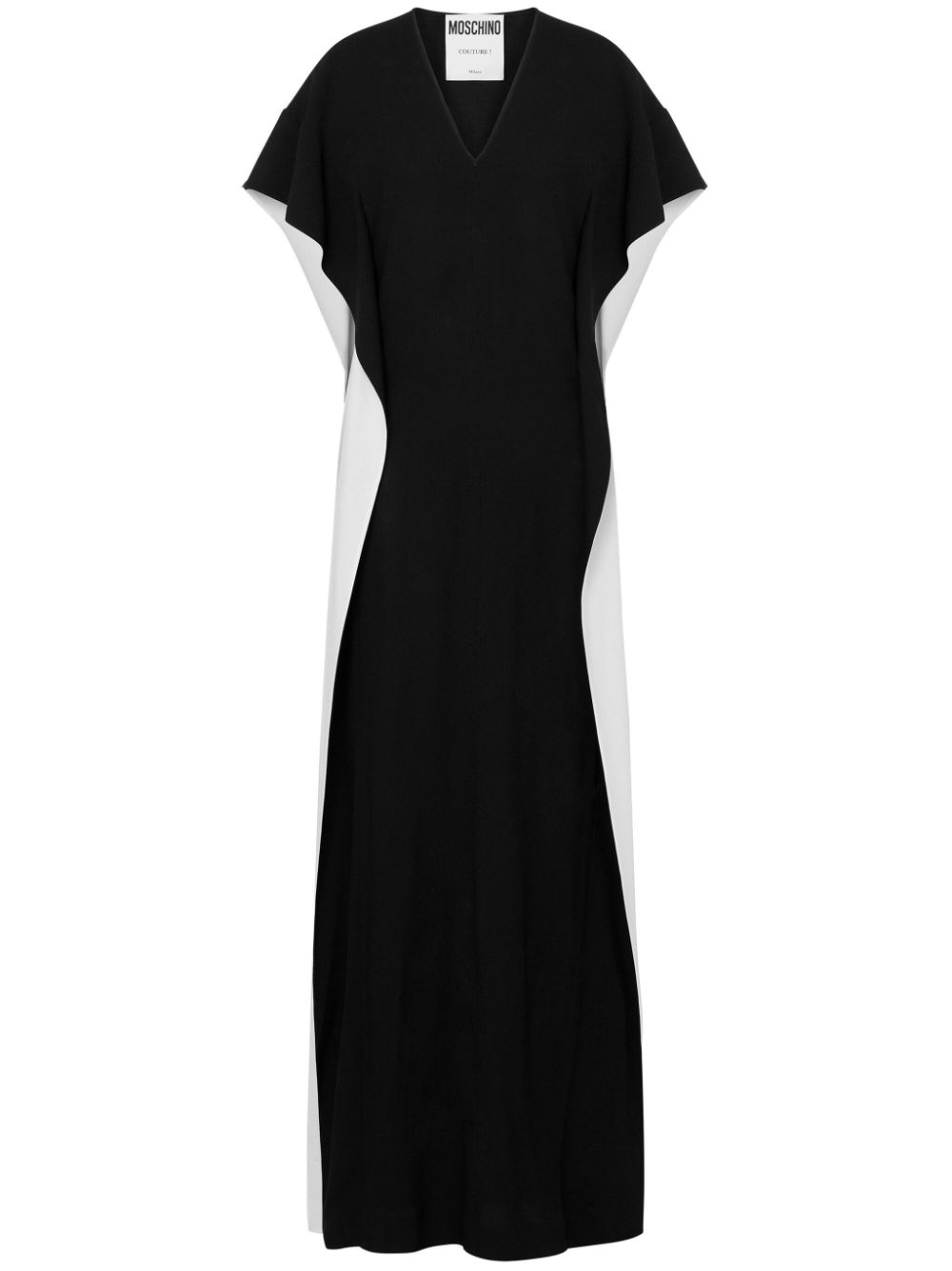 V-neck two-tone maxi dress - Black