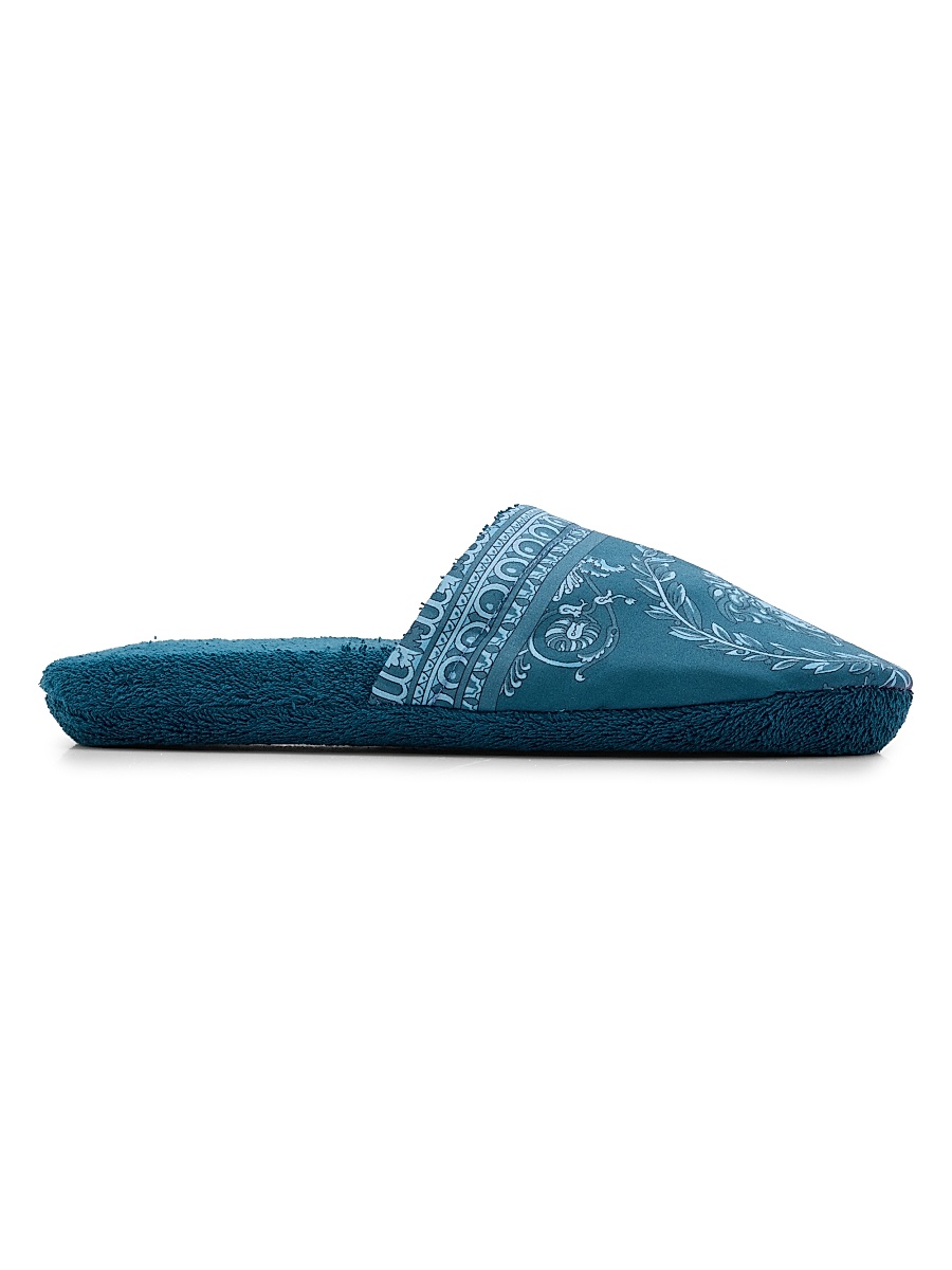 Men's I Heart Baroque Cotton Terry Slippers - Petrol Blue