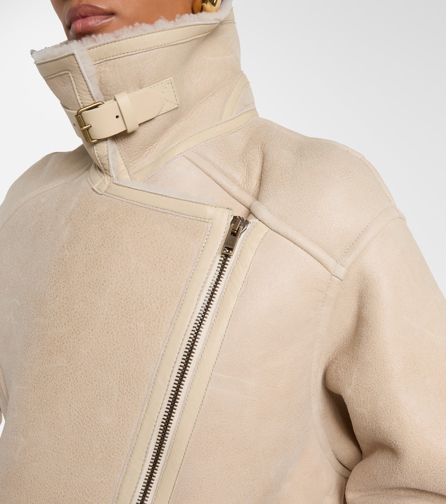 Adelina shearling-trimmed leather jacket