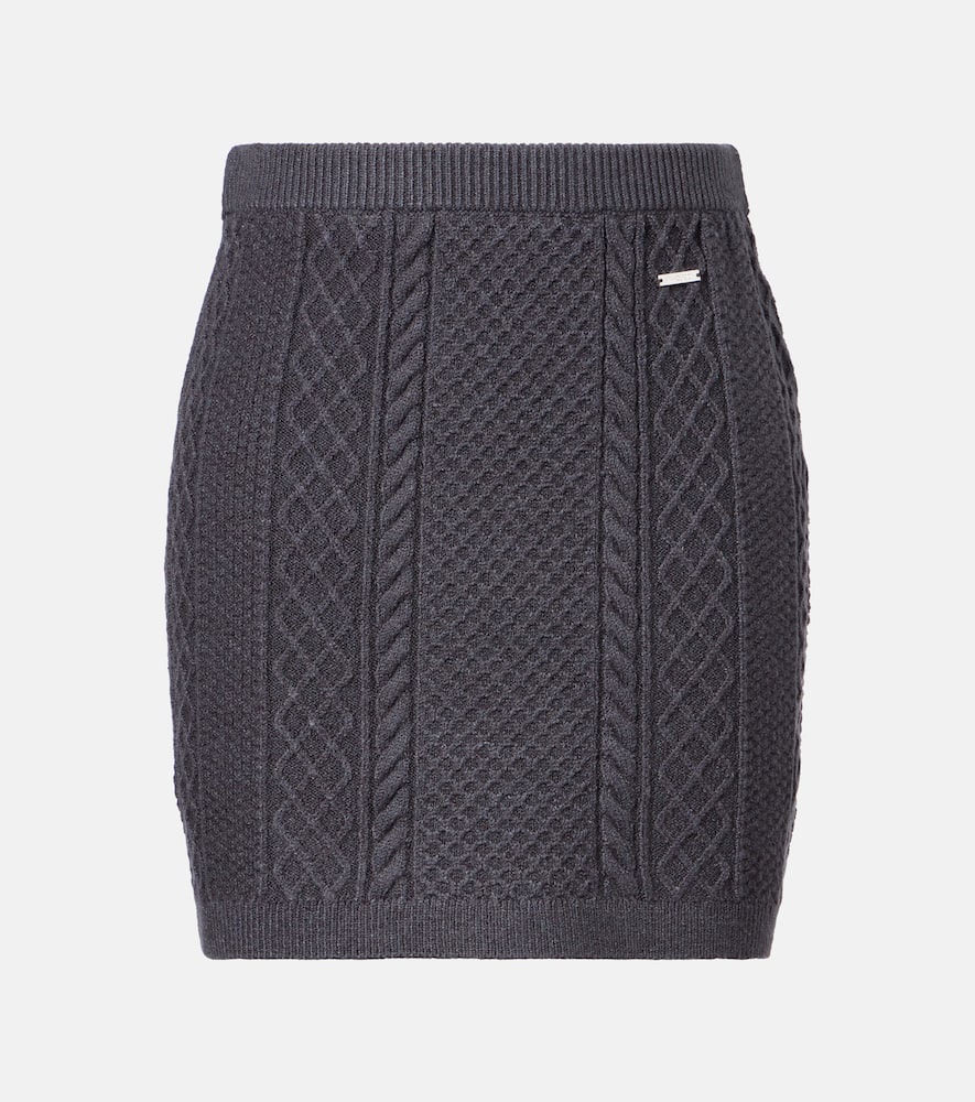 Cable-knit wool and cotton-blend miniskirt