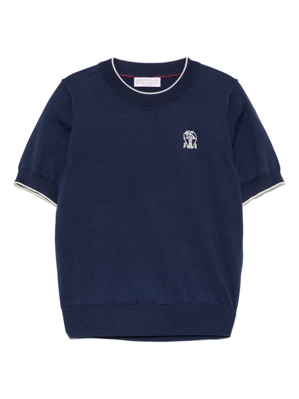 Brunello Cucinelli Kids logo-embroidered T-shirt - Blue