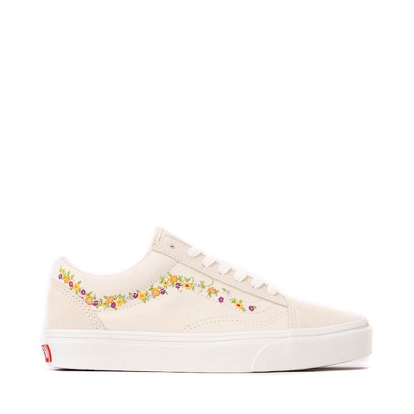 Vans Old Skool Floral Embroidery Skate Shoe - Marshmallow / Multicolor