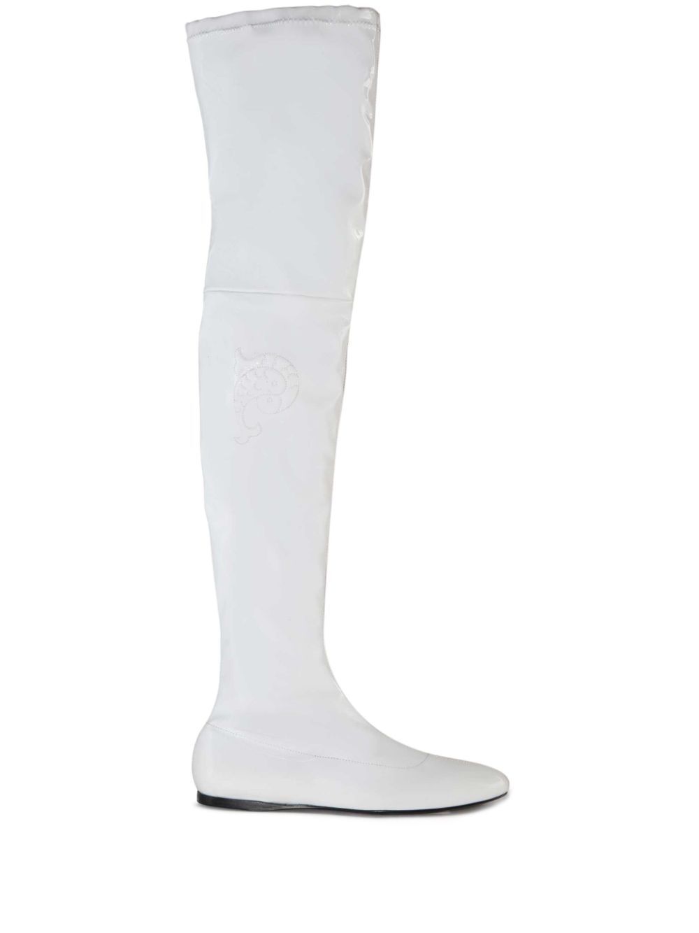 Embroidered logo slip-on boots - White
