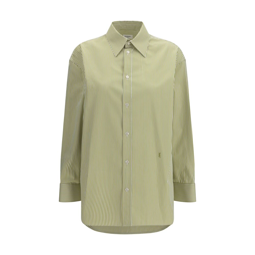 Vertical-Striped Cotton Shirt — Green