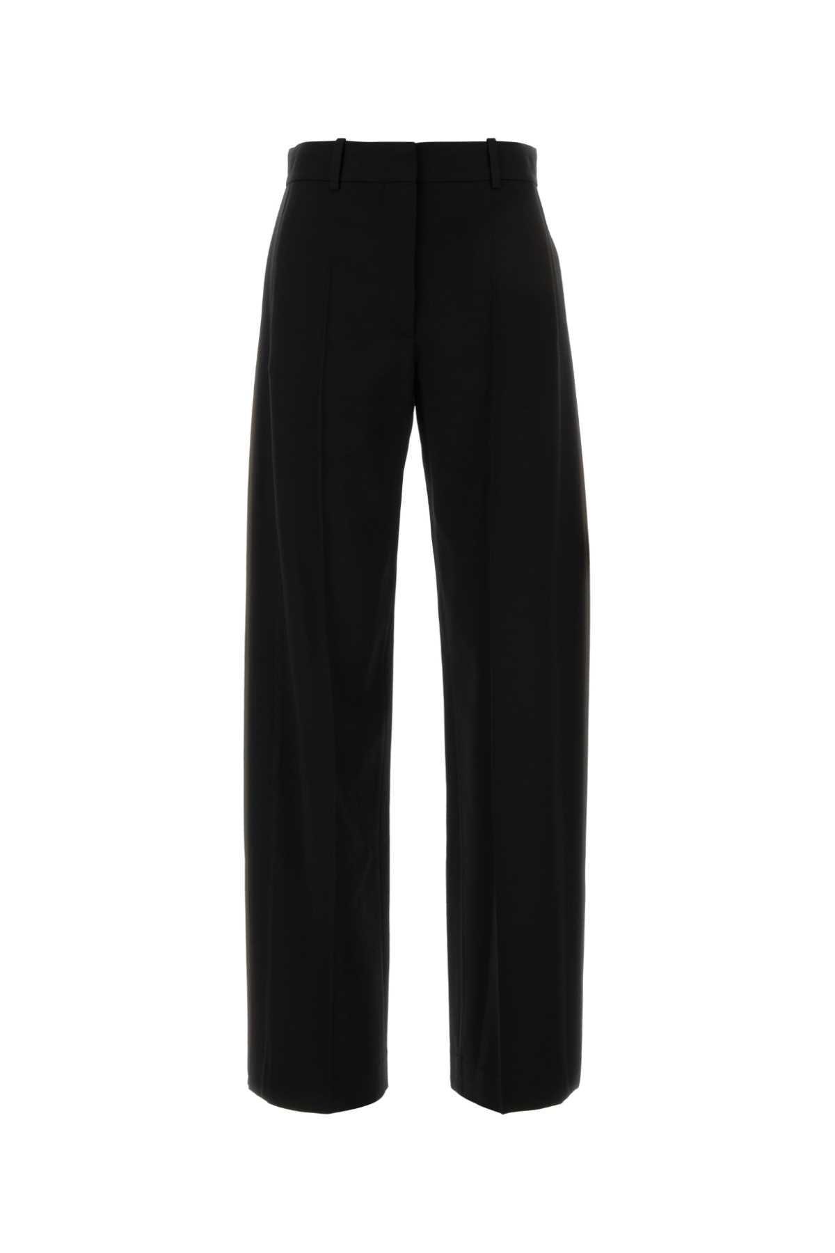 Wool-Viscose Blend Trousers — Black