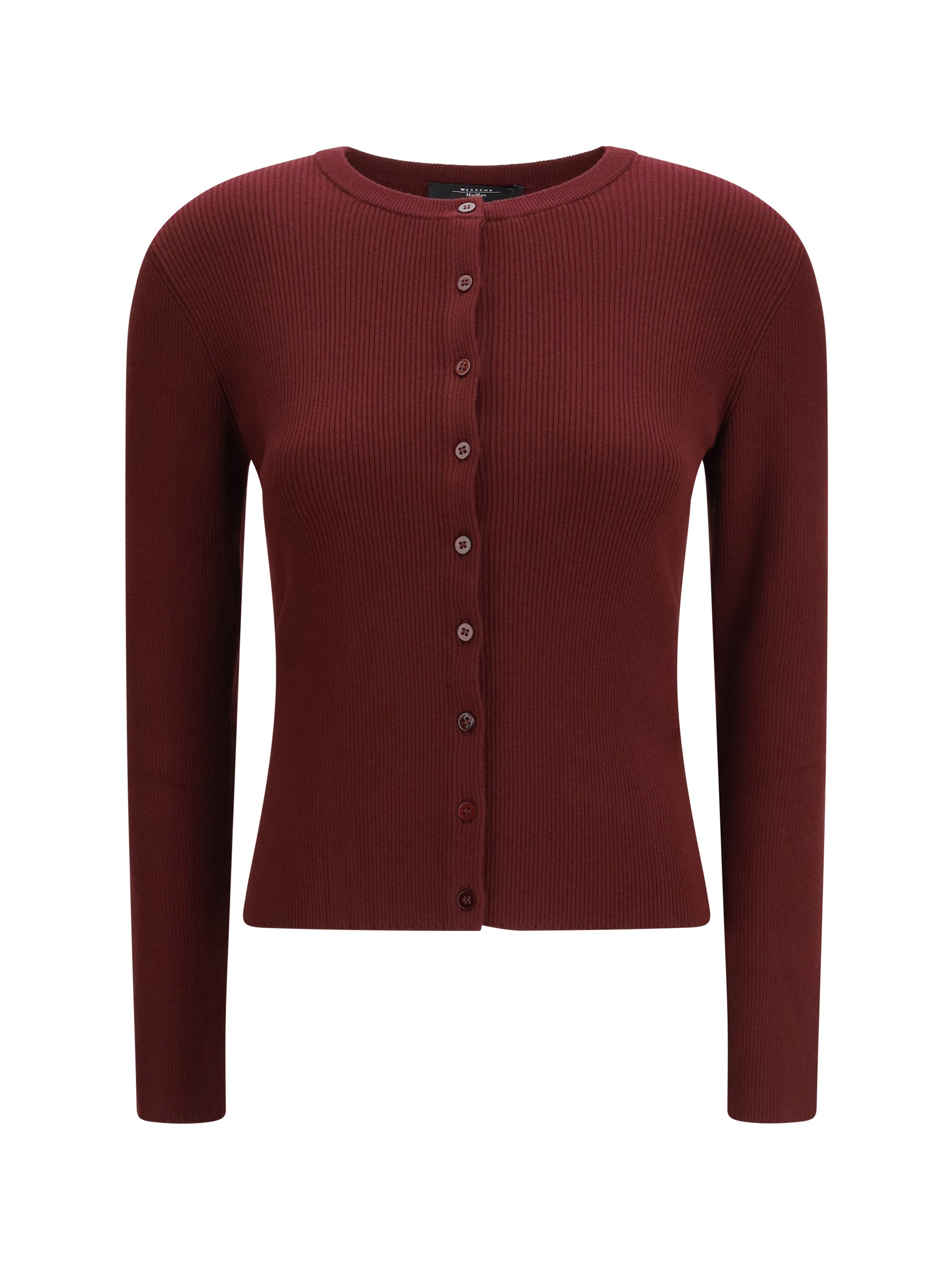 Ribbed Viscose Cardigan — Red