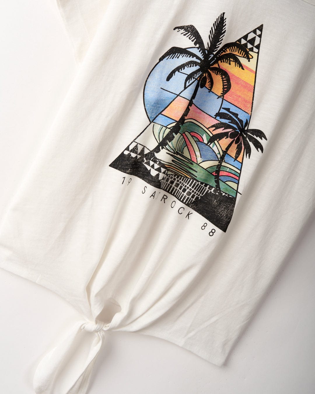 Saltrock Geo Beach Womens Tie Front T-Shirt in White