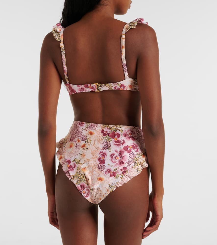 Kiwi ruffled floral bikini top