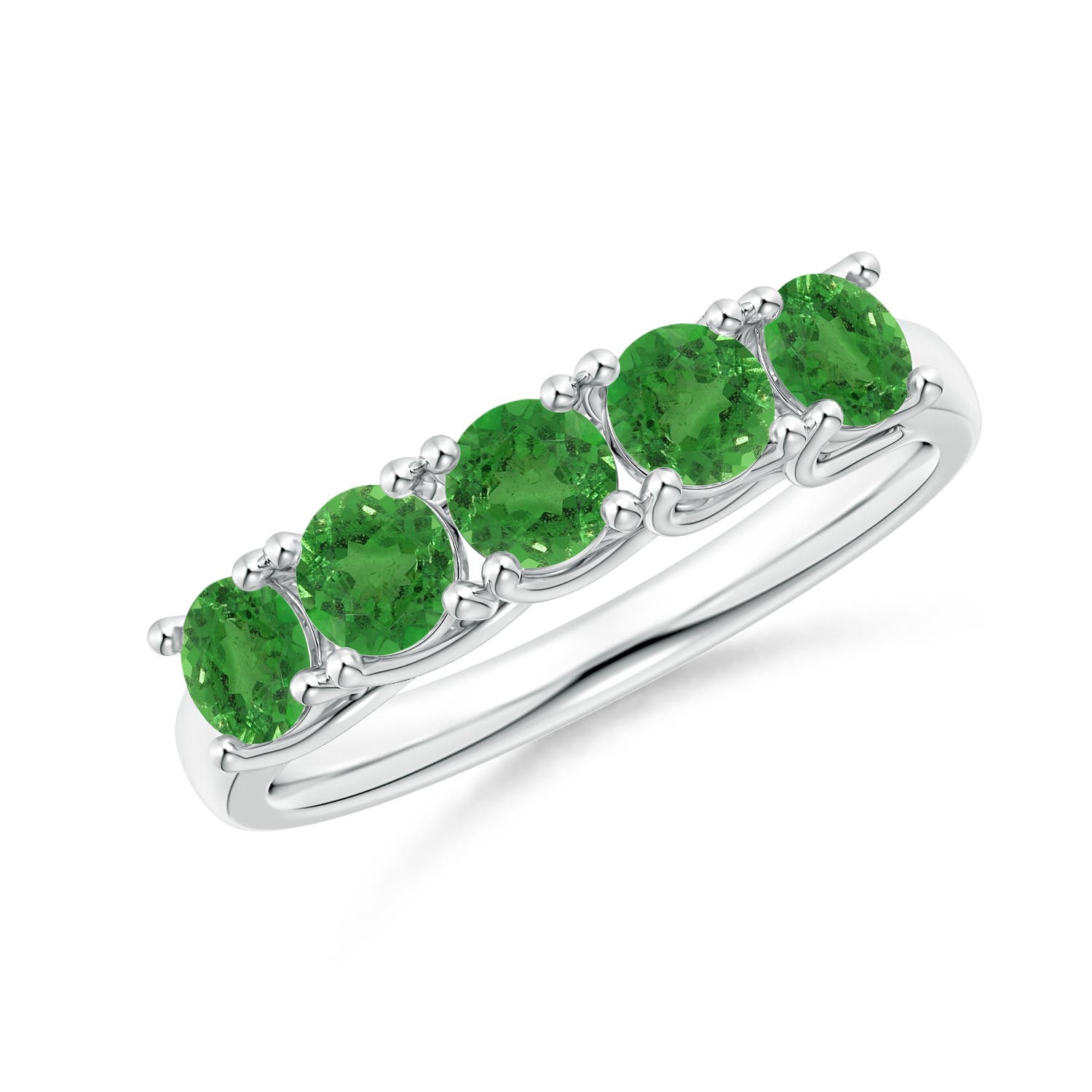 Angara 1.3 Carats Half Eternity Five Stone Tsavorite Wedding Ring in Platinum