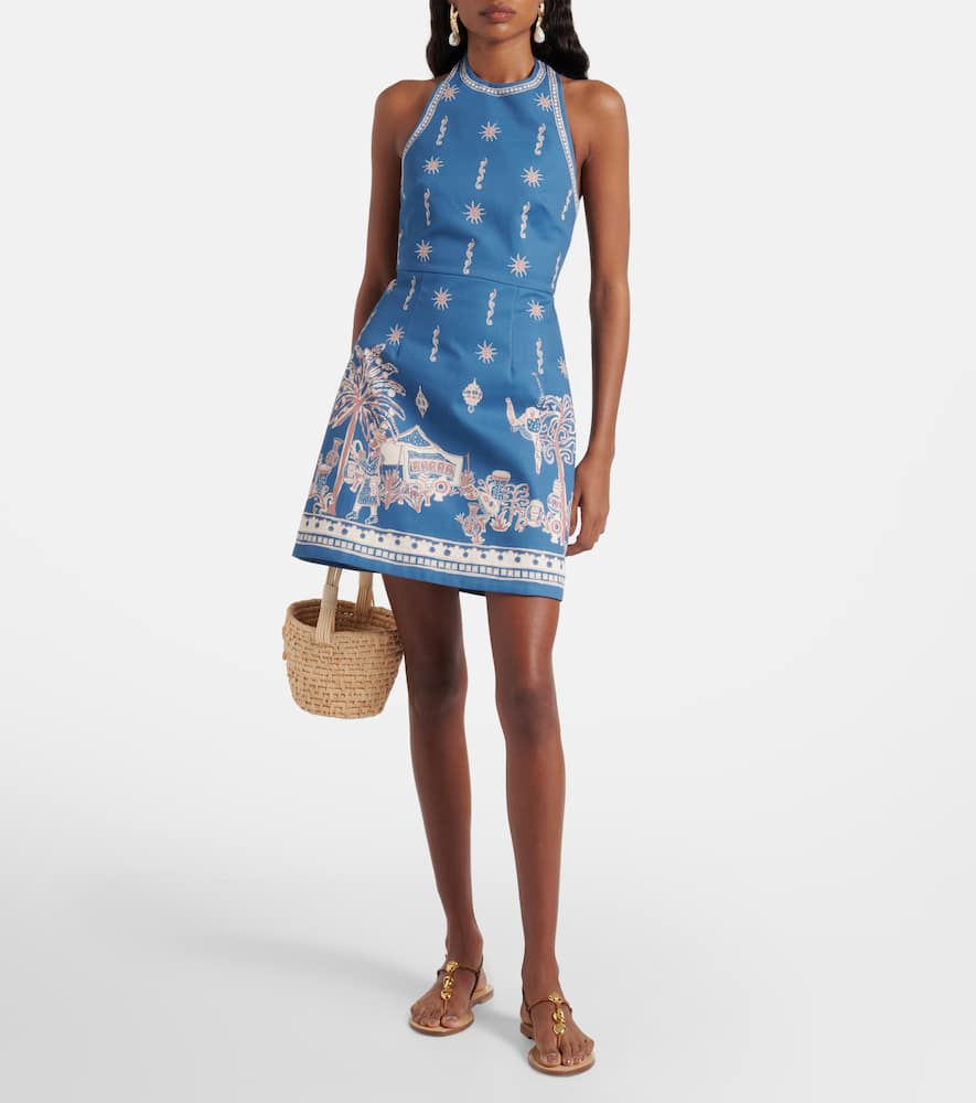 Alémais Acacia printed halterneck cotton minidress