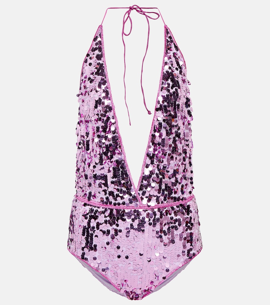 Oséree Sequined halterneck swimsuit