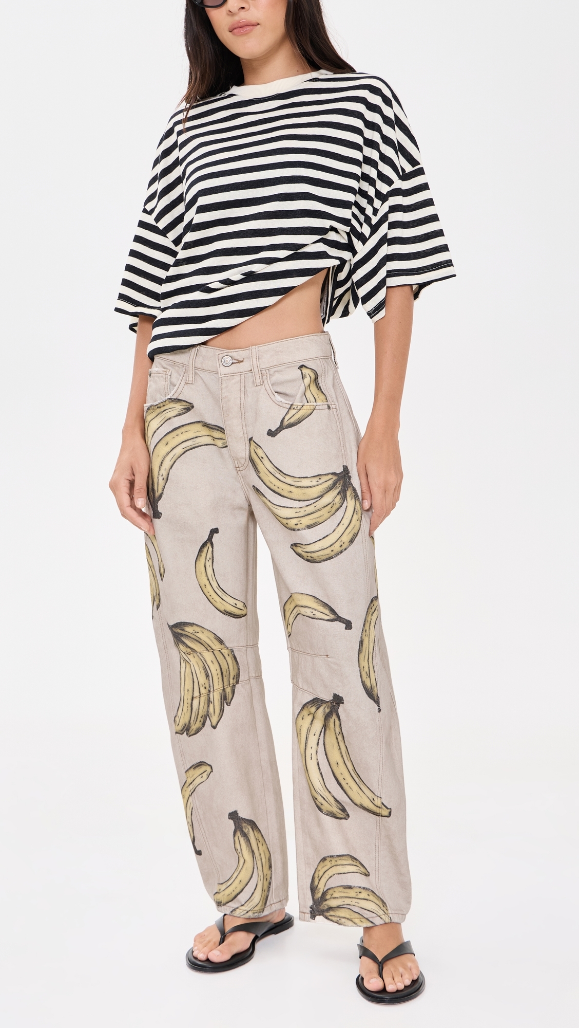 Good Luck Printed Jeans Go Bananas