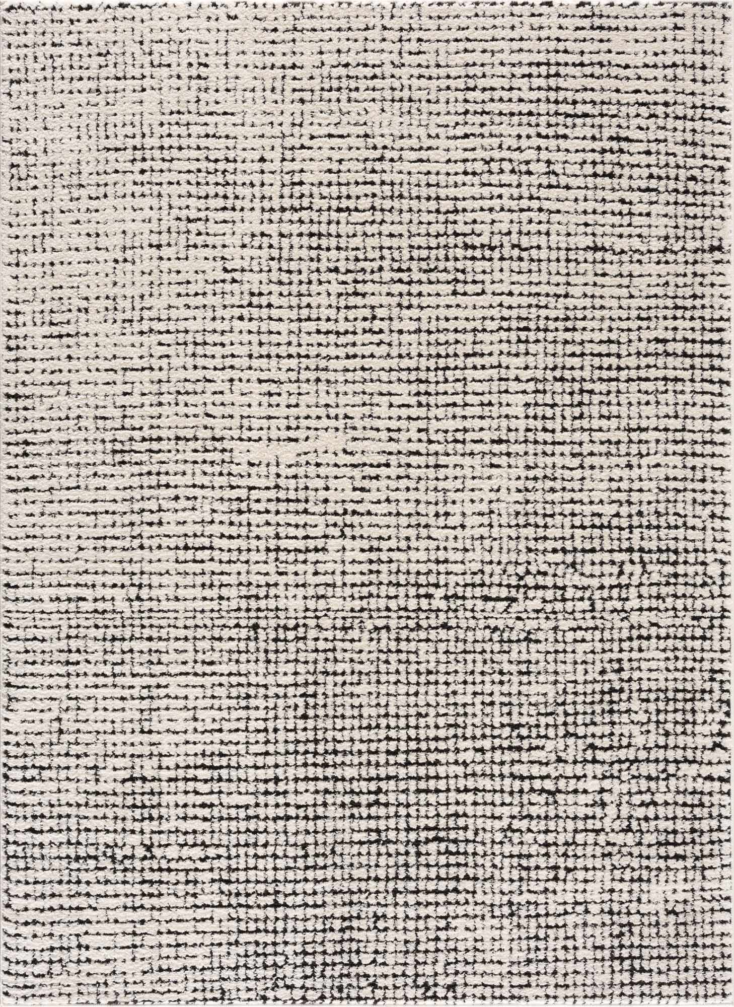 "Keita Cream & Black Grid Plush Rug