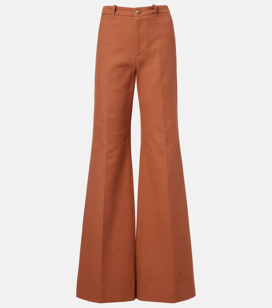 Chloé High-rise cotton canvas flared pants