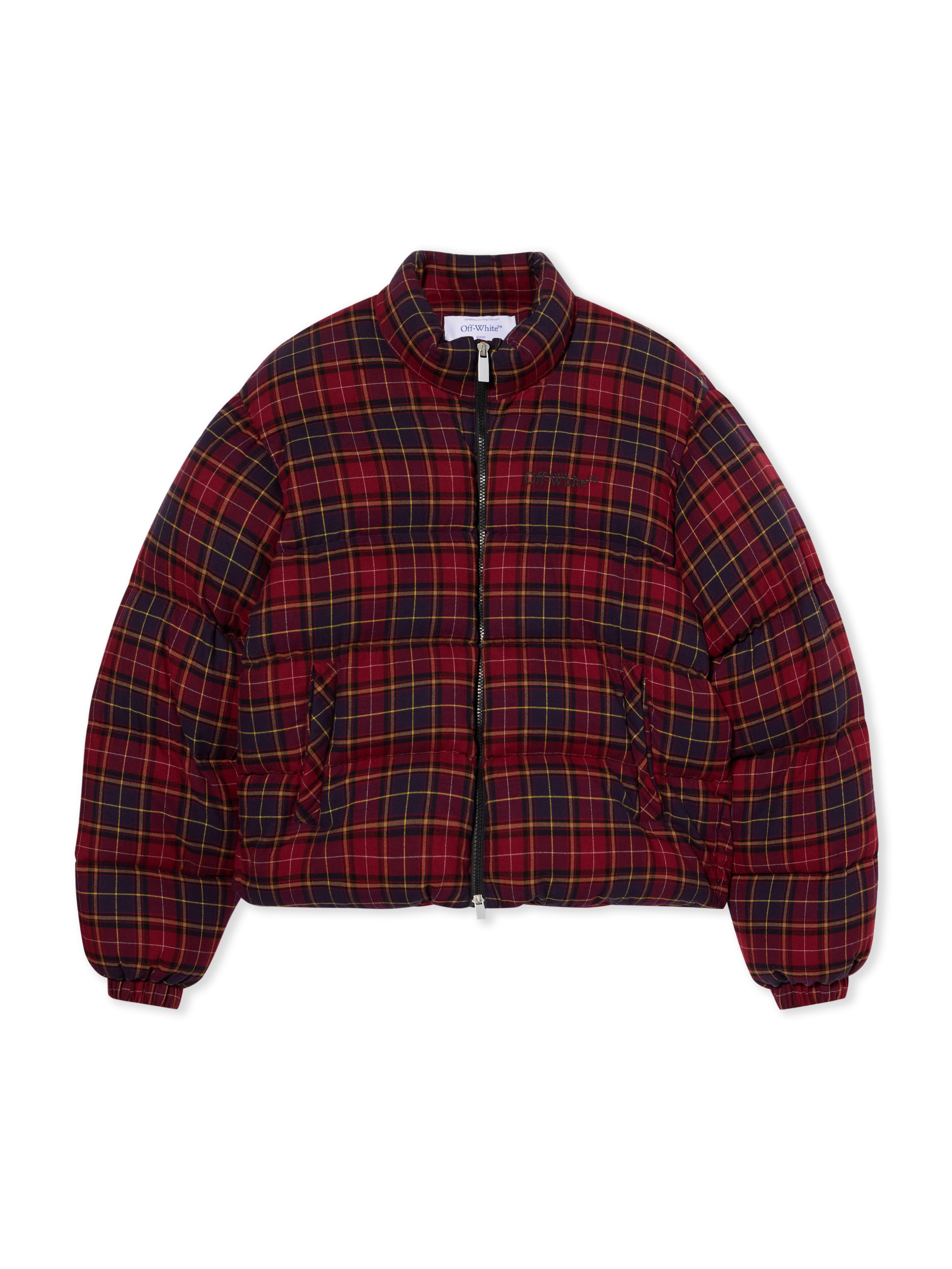 Spray Arrow Check Flannel Down Jacket - Male Outerwear Bordeaux/purple