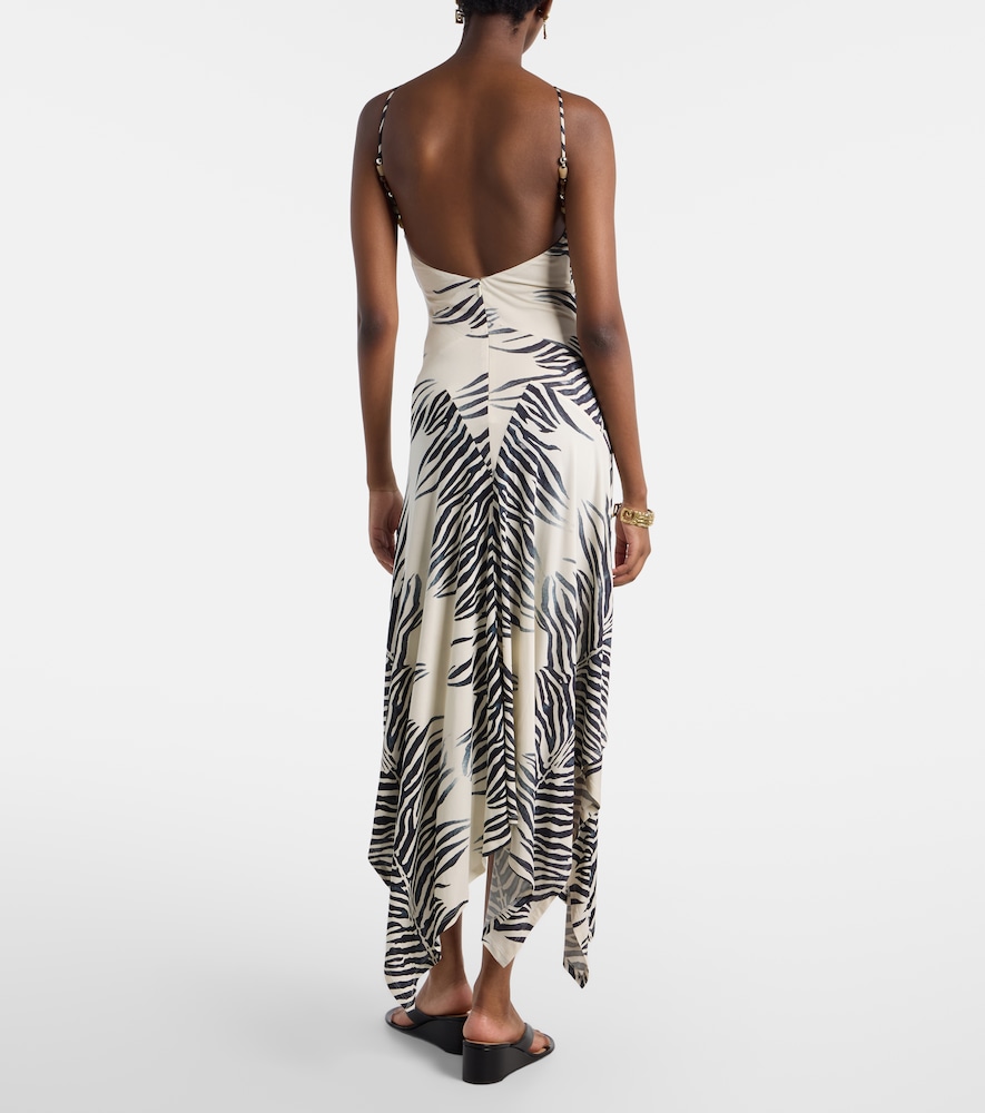 Artemis asymmetric zebra-print gown