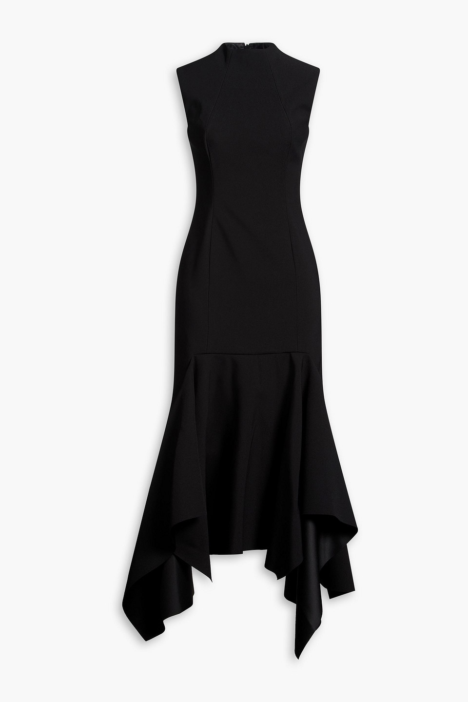Trinity fluted crepe midi dress - Black - UK 8