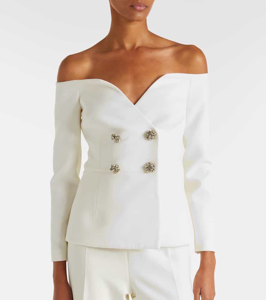 Bridal Kamile off-shoulder crêpe jacket