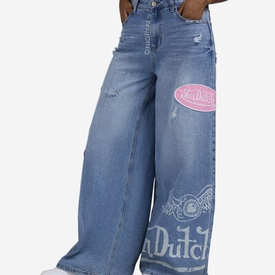 Women's Wide Leg Slouchy Jeans in Blue