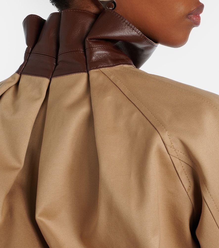 Leather-trimmed cotton blouson jacket