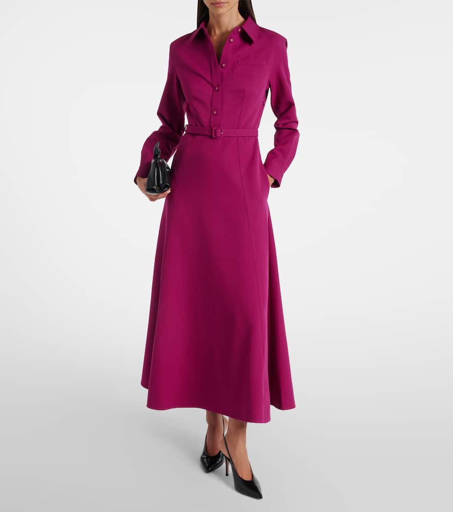 Belted crêpe shirt dress