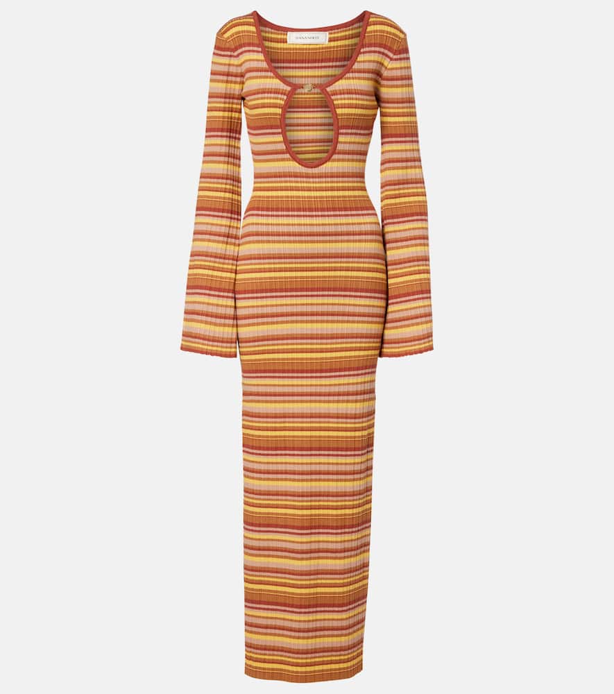 Rey cutout ribbed-knit striped maxi dress