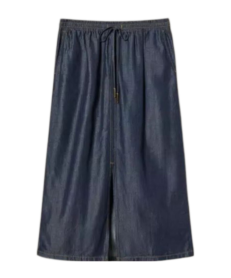 Chambray midi skirt