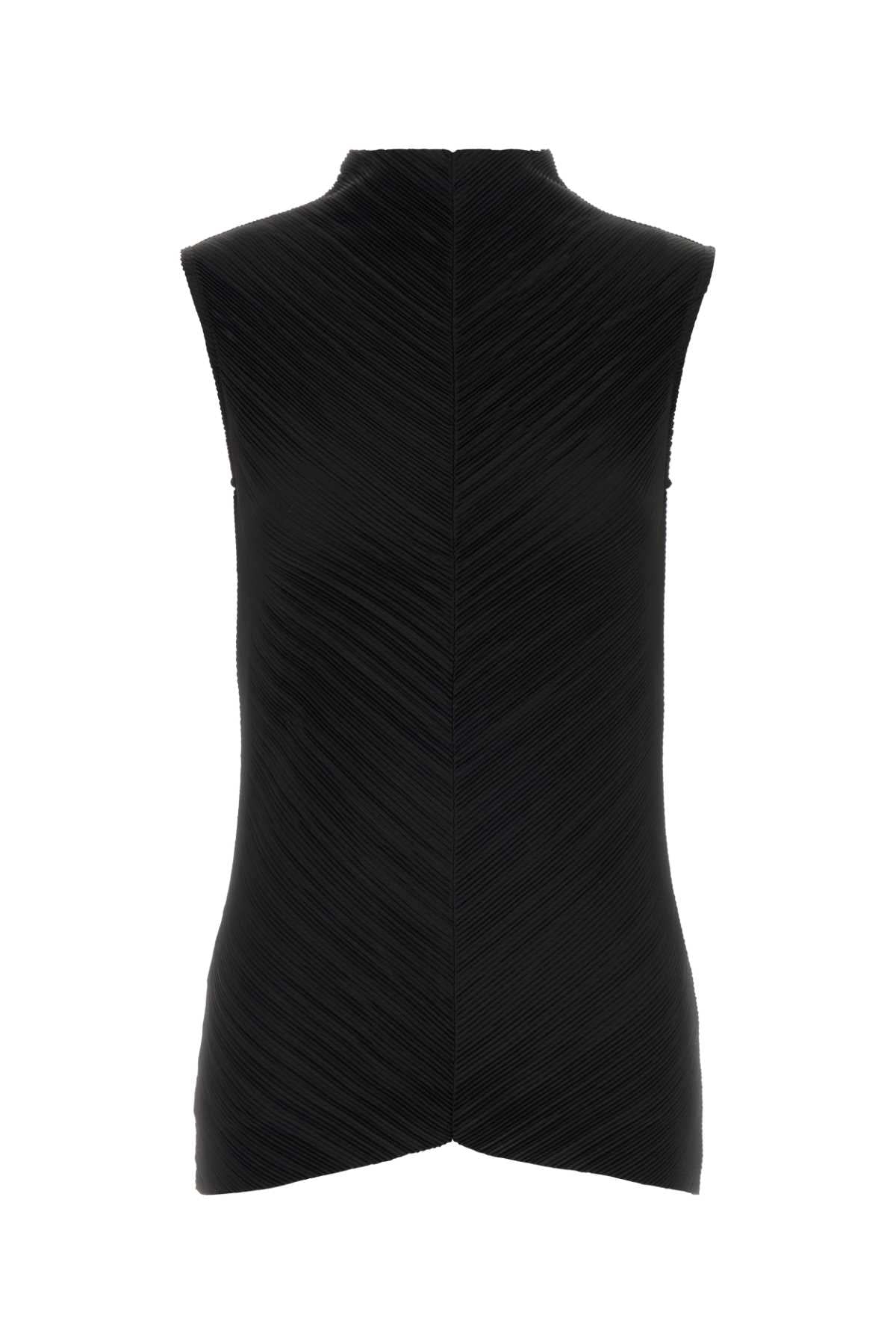 Plisse Tank Top — Black