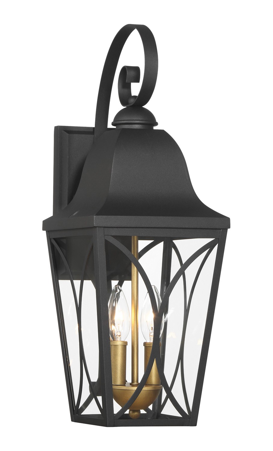 Sand Coal And Olden Brass Two Light Outdoor Wall Mount from the Cardigan Collection