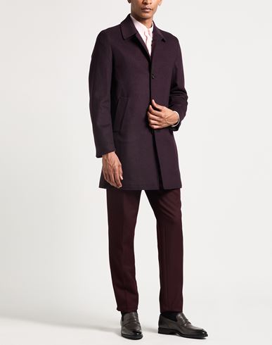 Man Coat Plum Size 38 Virgin Wool, Cashmere