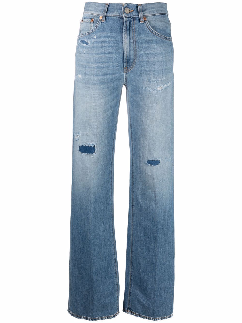Distressed wide-leg jeans - Blue