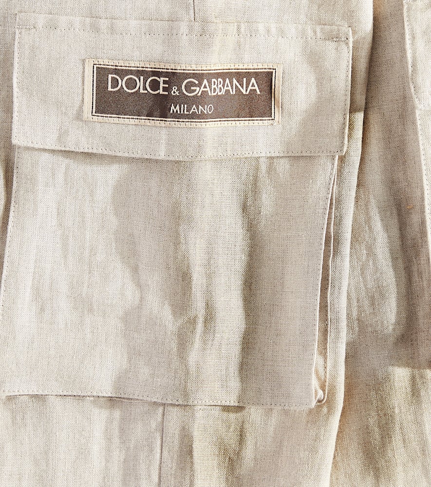 Logo linen cargo pants