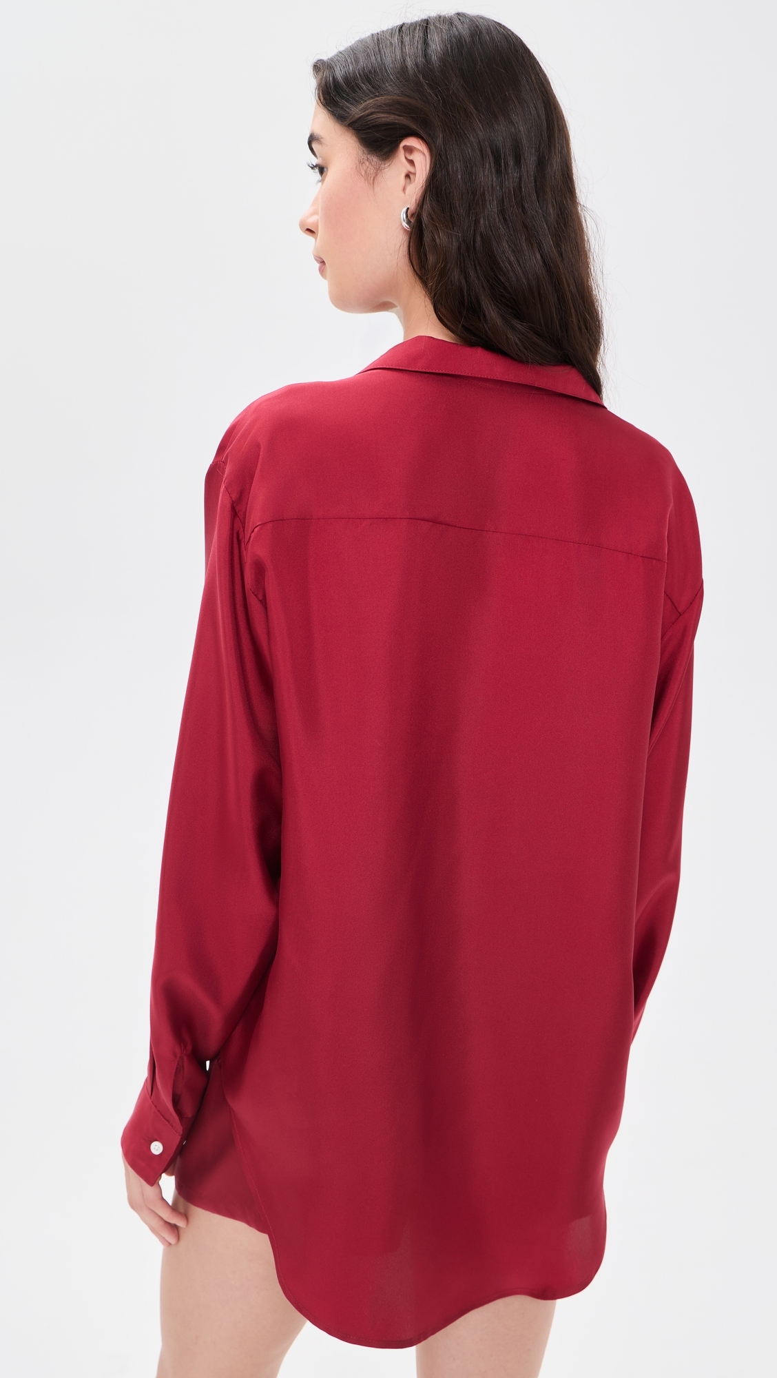 Notched Collar Long Sleeve Shirt Deep Red