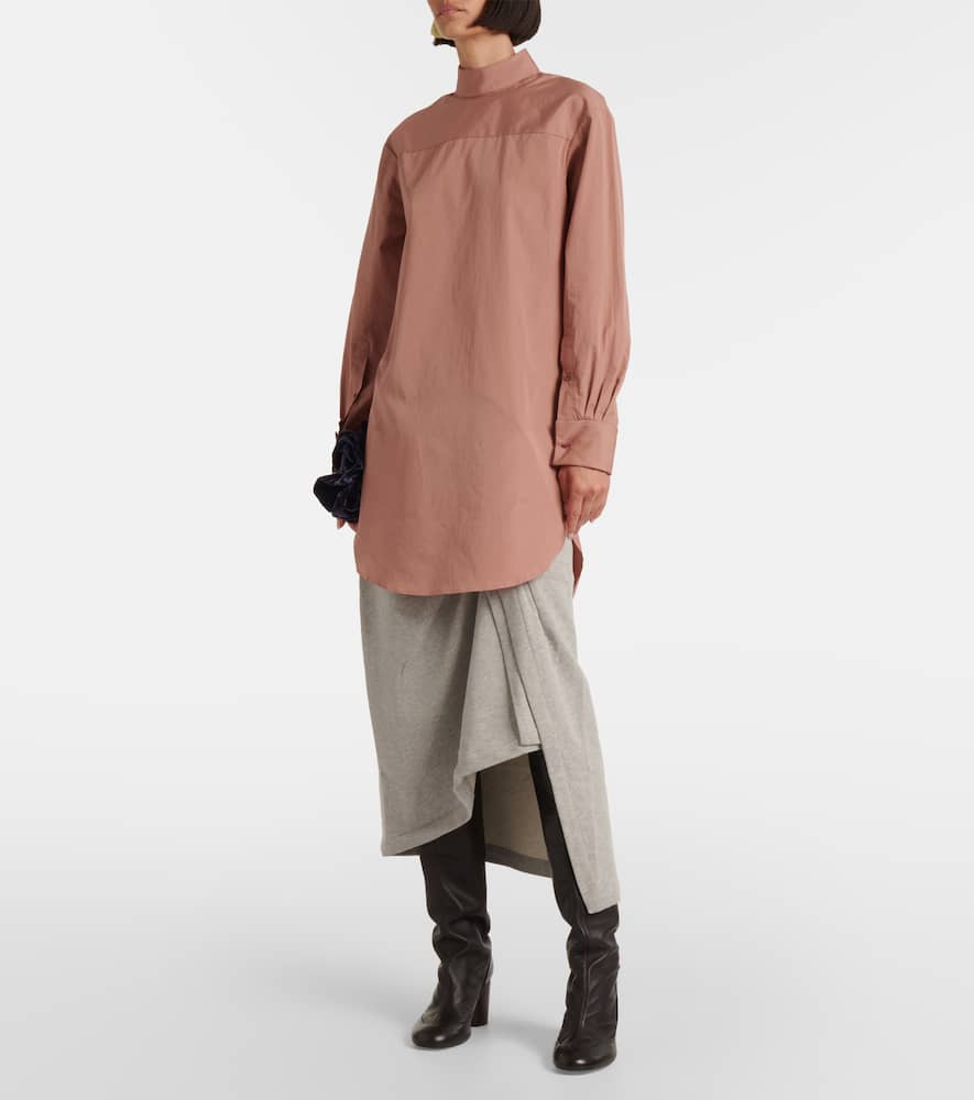 High-neck cotton blouse