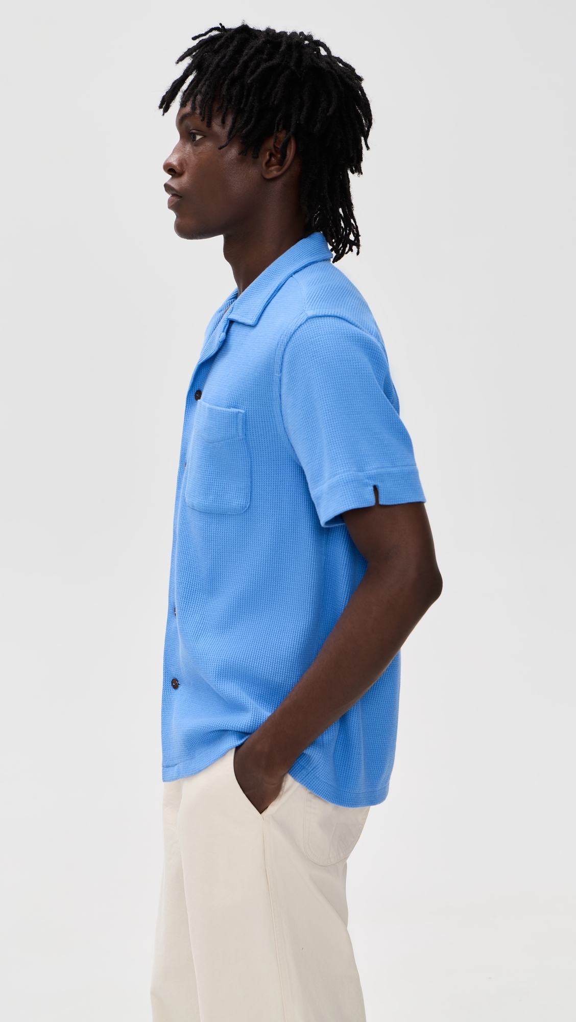 Waffle Knit Andy Camp Shirt Harbor Island Blue