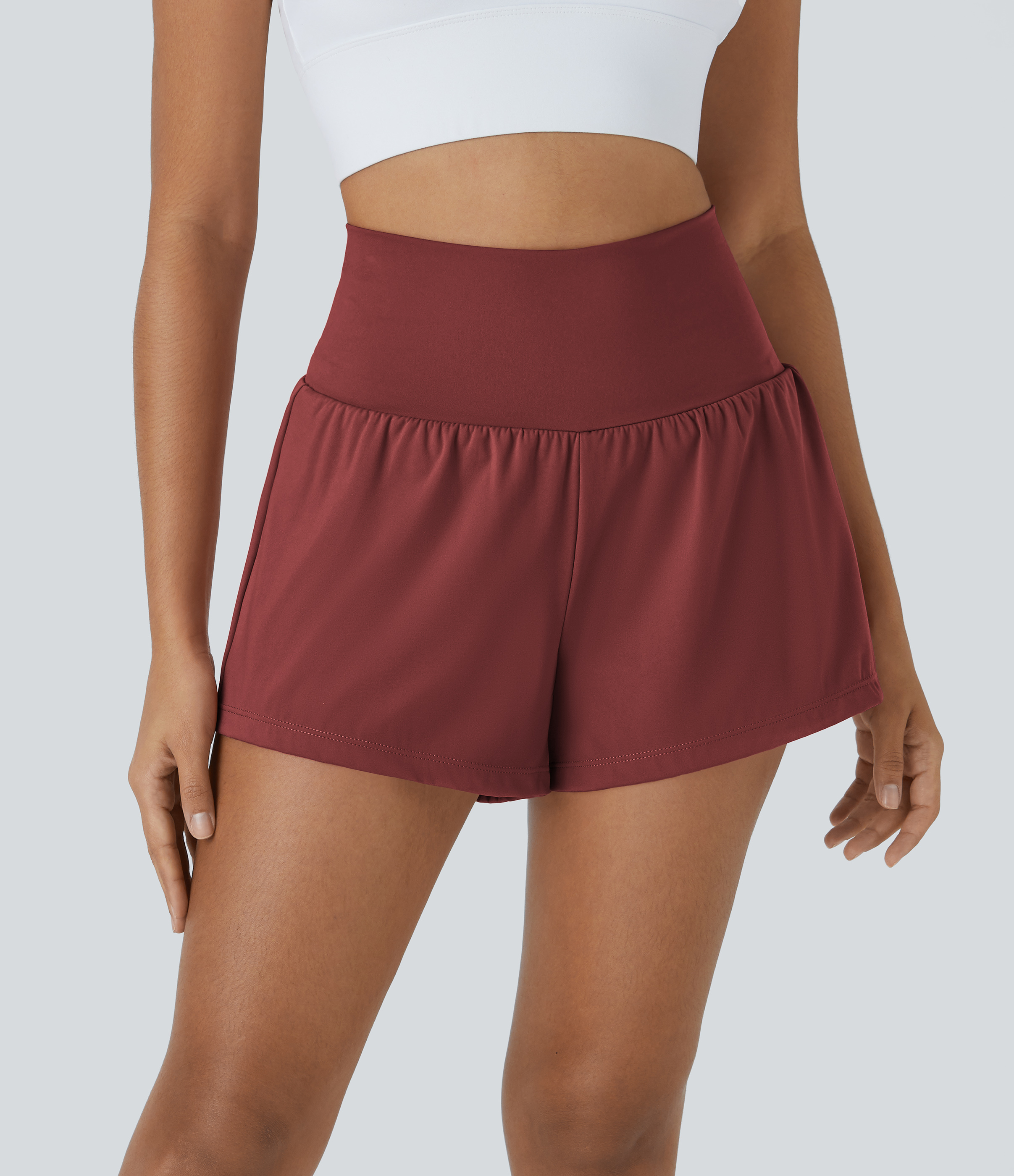 SoftlyZero™ Airy Super High Waisted Cool Touch Yoga Shorts with Pockets Gym Short - Madder Brown